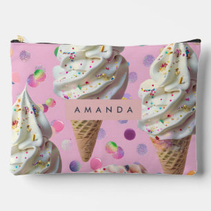 Personalized Whimsical Pastel Ice Cream Dream Accessory Pouch
