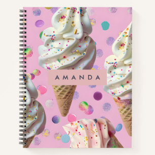 Personalized  Whimsical Pastel Ice Cream Dream  Notebook