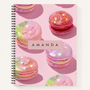Personalized Whimsical Pastel Macaron Sparkle Notebook