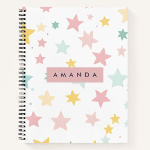 Personalized Whimsical Pastel Star Print  Notebook
