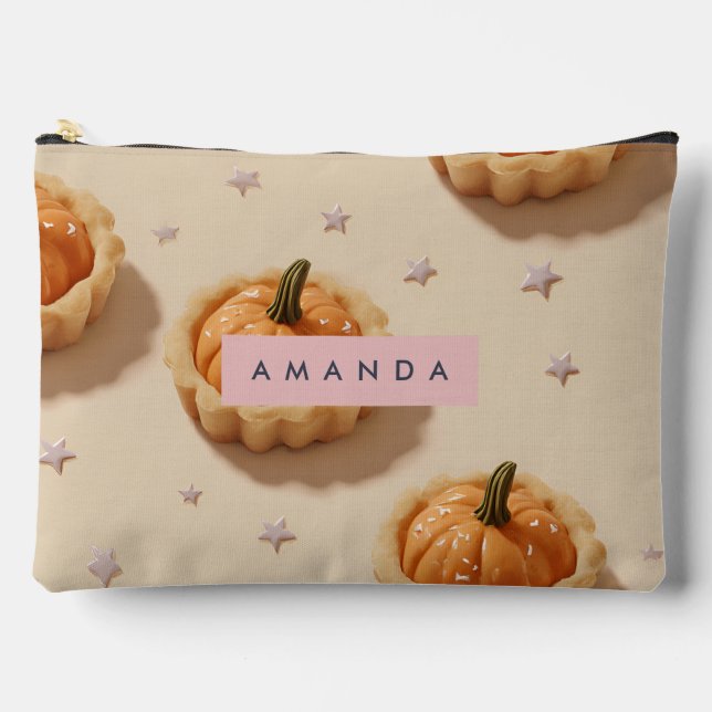 Personalized Whimsical Pumpkin Tart Pattern Accessory Pouch (Front)