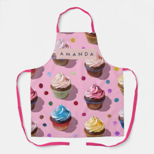 Personalized Whimsical Rainbow Cupcake Confetti Apron