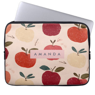 Personalized Whimsical Red Apple Harvest Laptop Sleeve