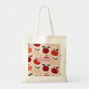 Personalized Whimsical Red Apple Harvest Tote Bag