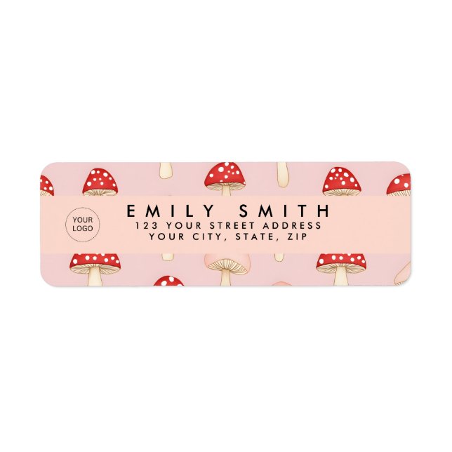 Personalized Whimsical Red Pink Mushroom Pattern (Front)