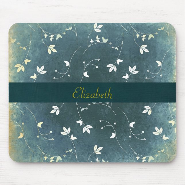 Personalized Whimsical Vintage Bird Pattern Mouse Pad (Front)