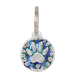 Personalized Whimsical Watercolor Paw Print Pet Tag