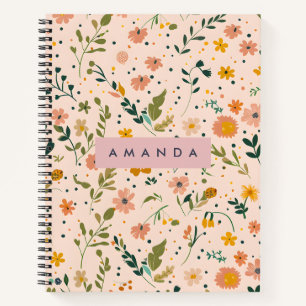 Personalized Whimsical Wildflower Meadow Notebook