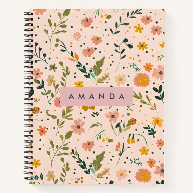 Personalized Whimsical Wildflower Meadow Notebook (Front)