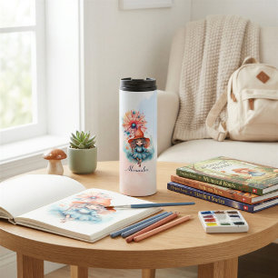 Personalized Whimsical Witch Watercolor Gift Thermal Tumbler
