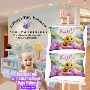 Personalized Whimsical Wonders Bee Baby Pillow