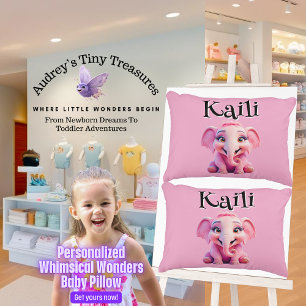 Personalized Whimsical Wonders Elephant Pillow