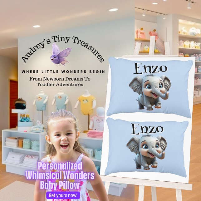 Personalized Whimsical Wonders Elephant Pillow (Creator Uploaded)