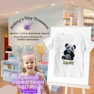 Personalized Whimsical Wonders Panda Baby T-Shirt