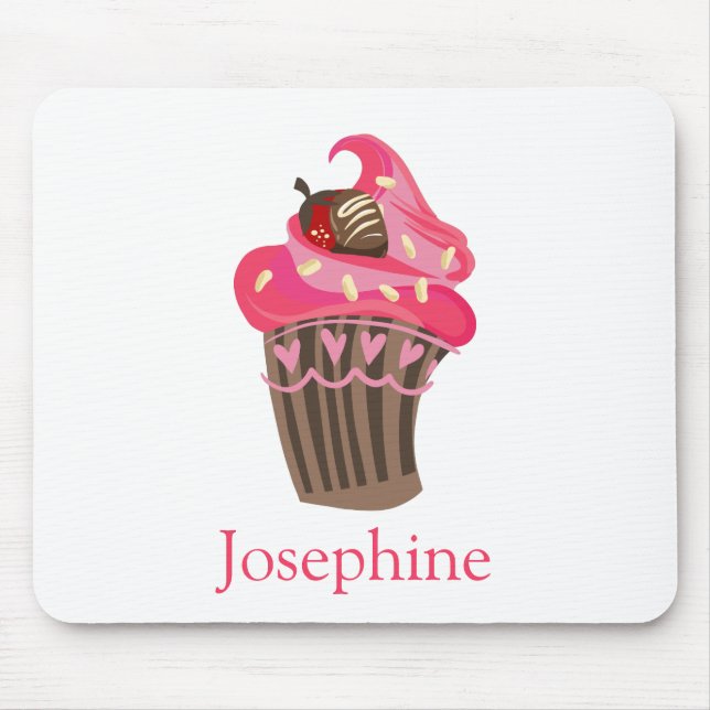 Personalized Whimsy Pink Cupcake Mouse Pad (Front)