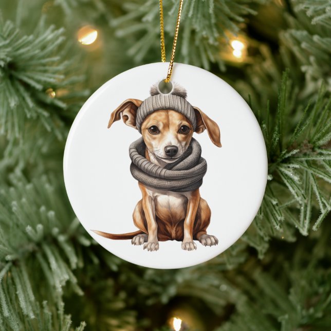 Personalized Whippet Dog Ceramic Ornament (Tree)