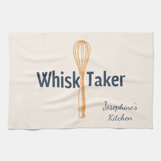 Personalized Whisk Taker Funny Baking Cute Elegant Kitchen Towel (Horizontal)