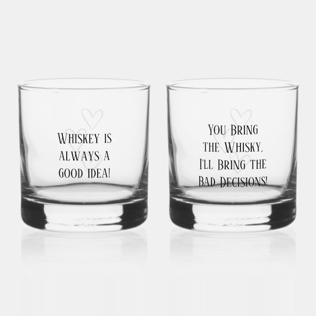 Personalized Whiskey Drinkware Set - Custom Text Whiskey Glass (Front)
