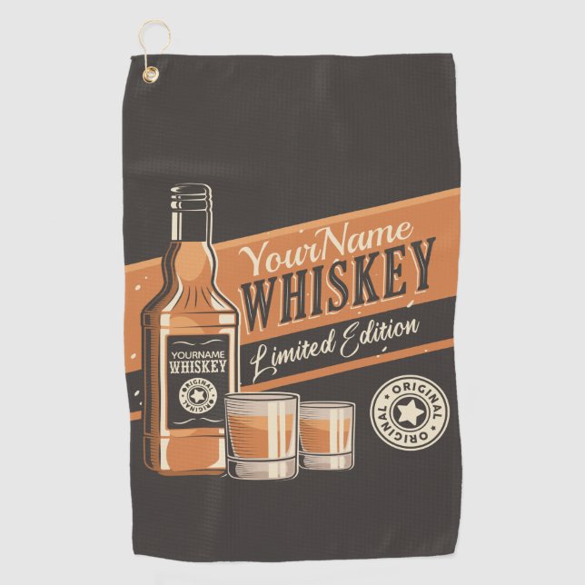 Personalized Whiskey Liquor Bottle Western Bar   Golf Towel (Front)