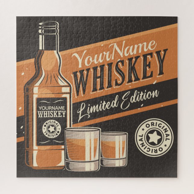 Personalized Whiskey Liquor Bottle Western Bar Jigsaw Puzzle (Vertical)
