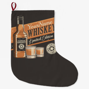 Personalized Whiskey Liquor Bottle Western Bar Large Christmas Stocking