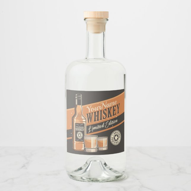 Personalized Whiskey Liquor Bottle Western Bar   Liquor Bottle Label (Front)