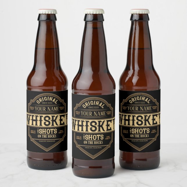 Personalized Whiskey on the Rocks Liquor Label Bar (Bottles)