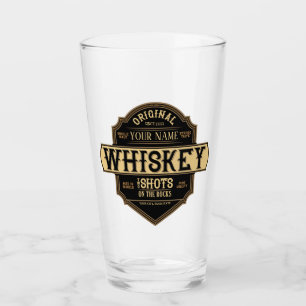 Personalized Whiskey on the Rocks Liquor Label Bar Glass