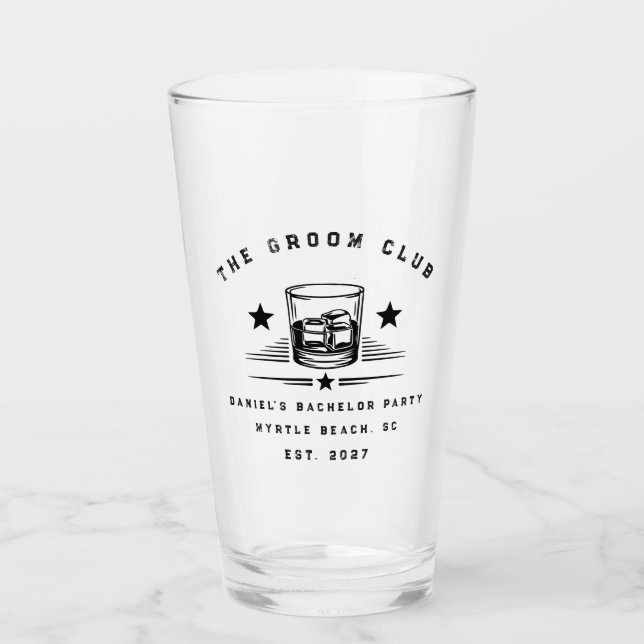 Personalized Whiskey Themed Weekend Bachelor Party Glass (Front)