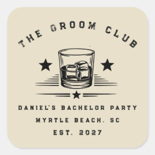 Personalized Whiskey Themed Weekend Bachelor Party Square Sticker