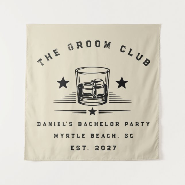Personalized Whiskey Themed Weekend Bachelor Party Tapestry (Front)