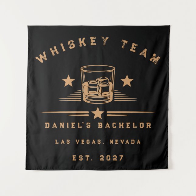 Personalized Whiskey Themed Weekend Bachelor Party Tapestry (Front)