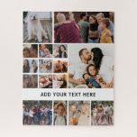 Personalized White 16 Photo Collage Jigsaw Puzzle<br><div class="desc">Create your own picture puzzle featuring a simple white background that can be changed to any colour,  16 photos of your choice,  and a simple text template for you to customize.</div>