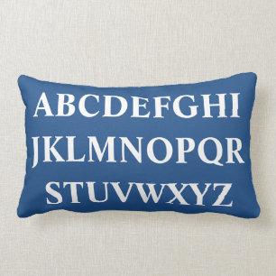 pERSONALIZED WHITE ALPHABET on BLUE pillow