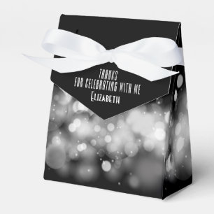 Personalized White and Black Bokeh Favor Box