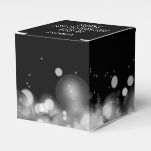Personalized White and Black Bokeh Favor Box