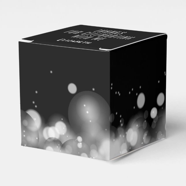 Personalized White and Black Bokeh Favor Box (Front Side)