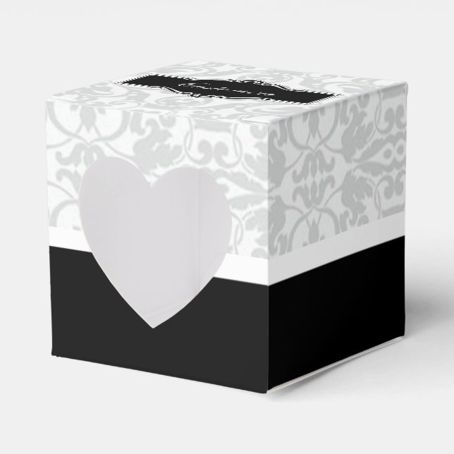 Personalized White and Black Damask Heart Box (Front Side)