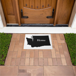 Personalized White and Black Washington Doormat