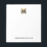 Personalized White and Gold Monogram Notepad<br><div class="desc">Make a statement with this elegant personalized white notepad featuring a brushed metallic gold monogram initial and name in classic block typography. Perfect for taking notes, making to-do lists, or writing down your thoughts, this notepad is a must-have for anyone who values style and functionality. Whether it's for yourself or...</div>