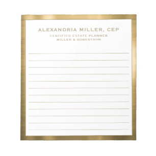 Personalized White and Gold Professional Notepad