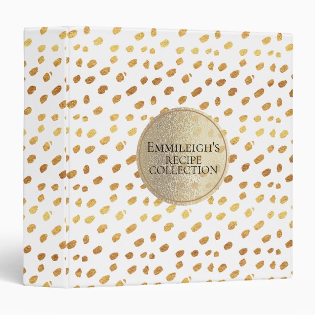 Personalized White and Gold Recipe Binder (Front/Spine)
