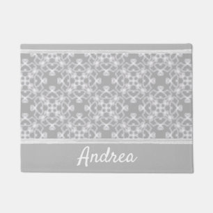 Personalized white and grey pattern doormat