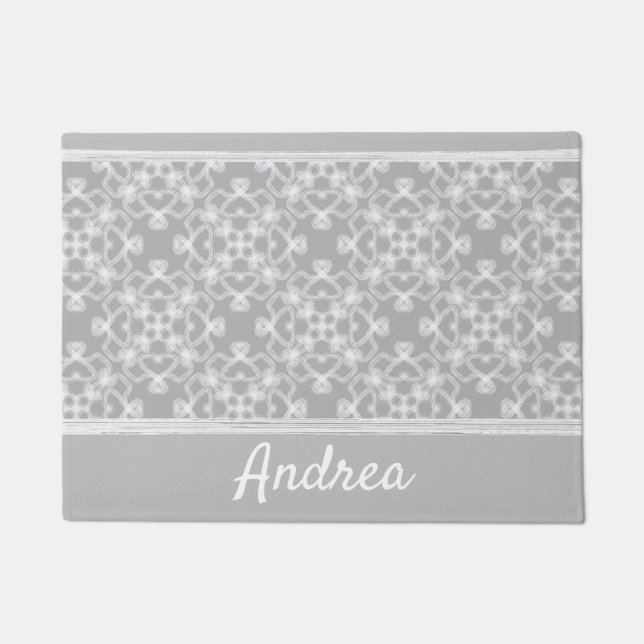 Personalized white and grey pattern doormat (Front)