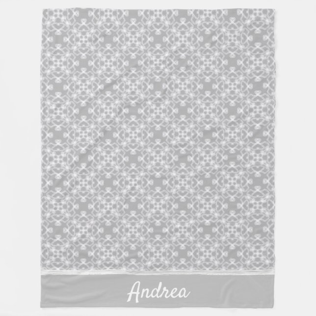 Personalized white and grey pattern fleece blanket (Front)