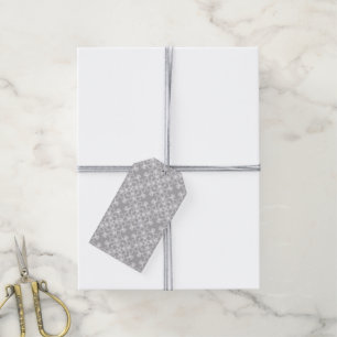 Personalized white and grey pattern gift tags