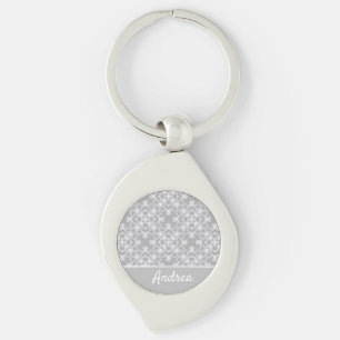 Personalized white and grey pattern keychain
