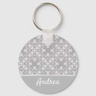 Personalized white and grey pattern keychain