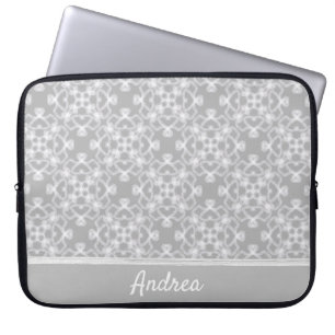 Personalized white and grey pattern laptop sleeve