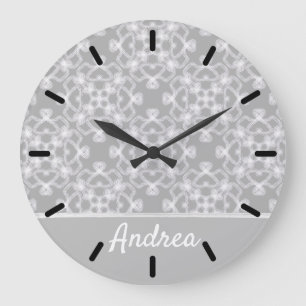 Personalized white and grey pattern large clock